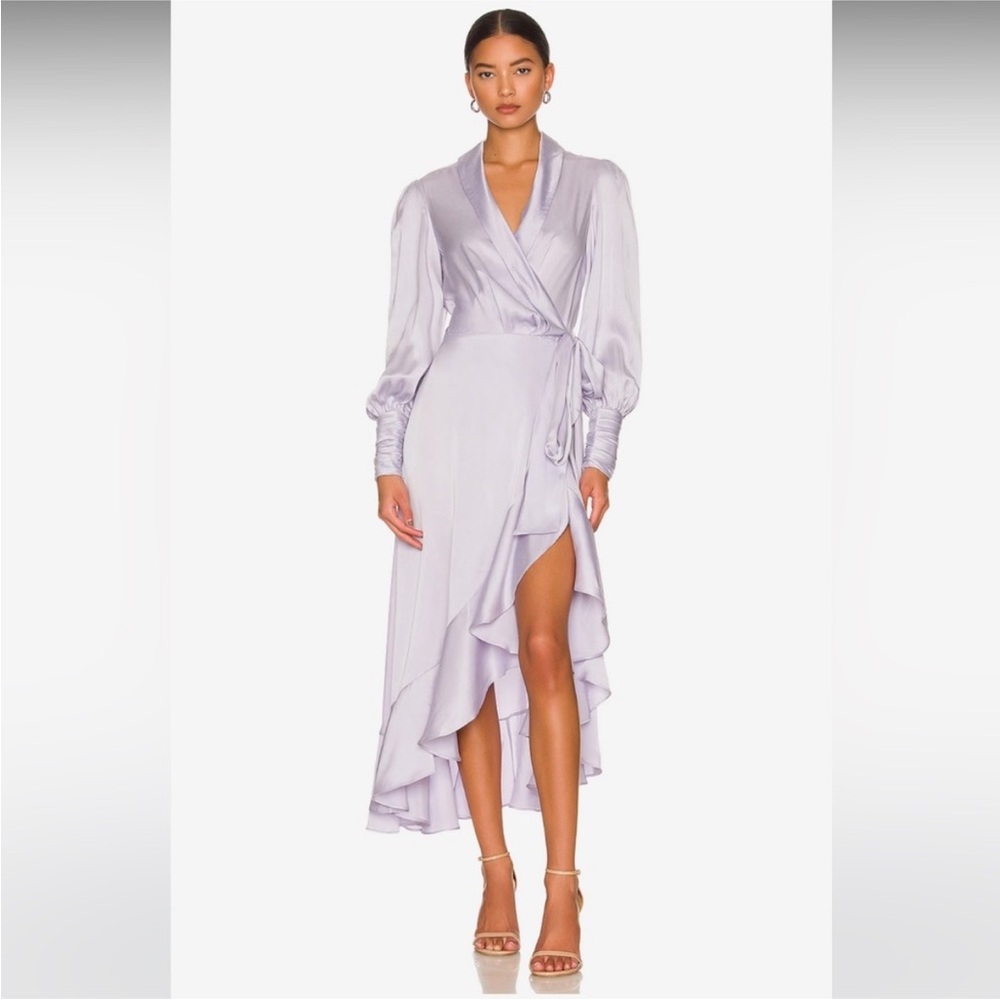 NWT medium / AUS 2 Zimmerman Silk Purple Wrap Dress Midi - Picture 2 of 15